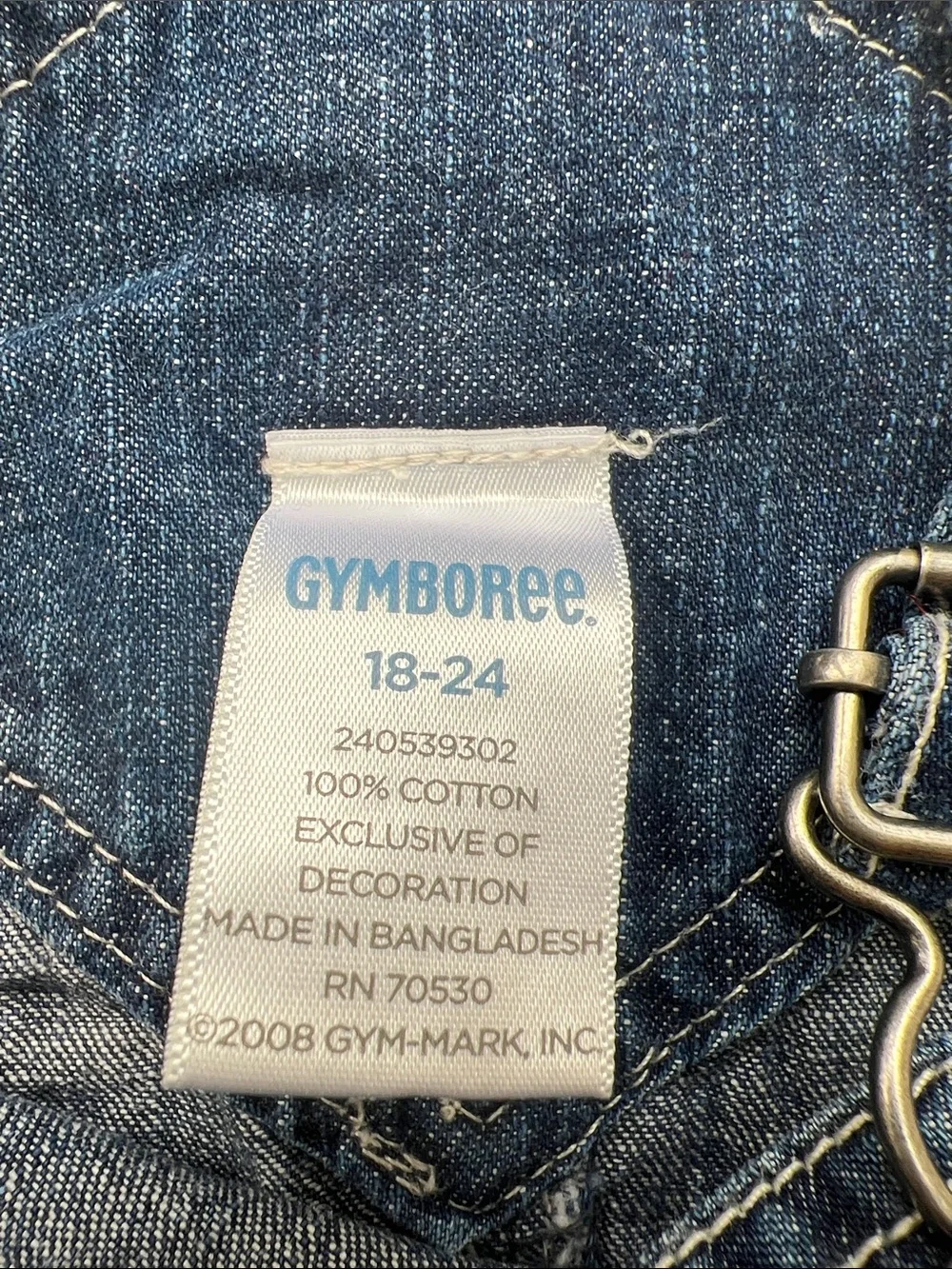 Gymboree Dark Blue Denim Short Overalls with Red & Light Blue Embroidery